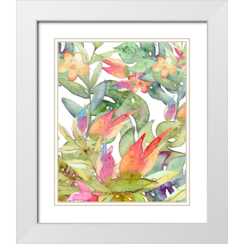 Tropical Watercolor White Modern Wood Framed Art Print with Double Matting by Robinson, Tamara
