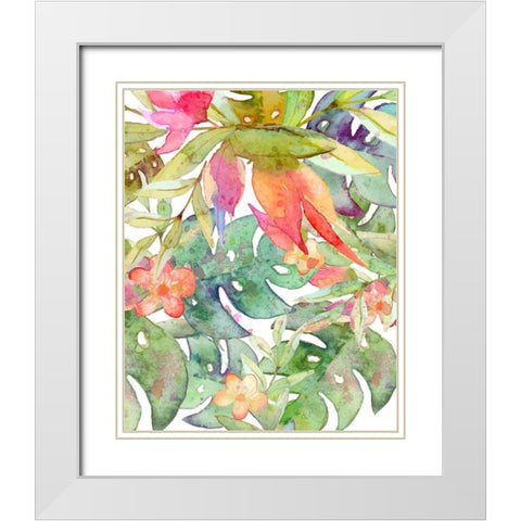 Tropical Watercolor II White Modern Wood Framed Art Print with Double Matting by Robinson, Tamara