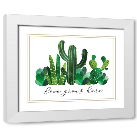 Love Grows White Modern Wood Framed Art Print with Double Matting by Robinson, Tamara