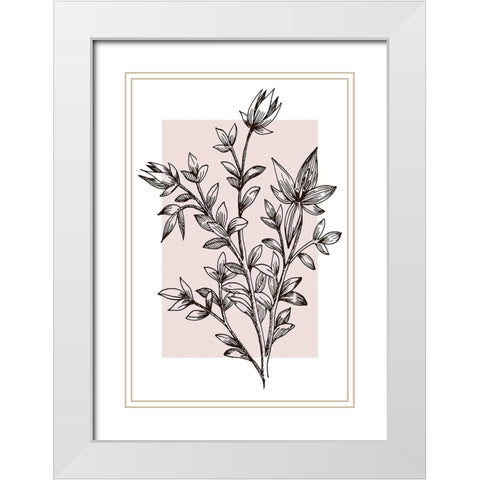 Botanical Branch White Modern Wood Framed Art Print with Double Matting by Dundon, Denise