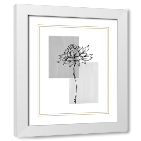 Botanical Rectangle II White Modern Wood Framed Art Print with Double Matting by Dundon, Denise