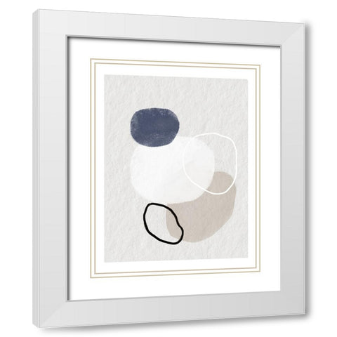 Stones II White Modern Wood Framed Art Print with Double Matting by Dundon, Denise