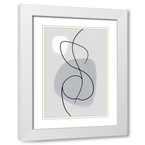 Curvy Lines White Modern Wood Framed Art Print with Double Matting by Dundon, Denise