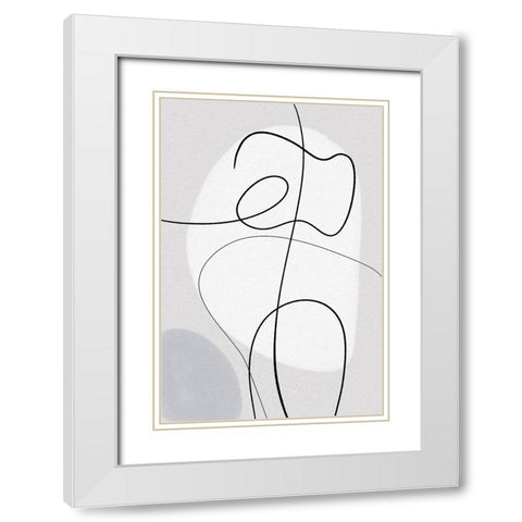Curvy Lines II White Modern Wood Framed Art Print with Double Matting by Dundon, Denise