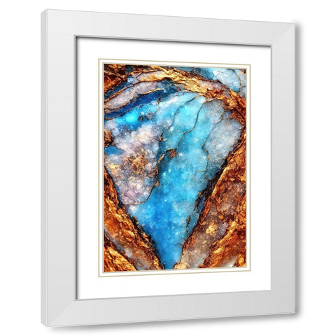 Aqua Pegmatite White Modern Wood Framed Art Print with Double Matting by Dundon, Denise