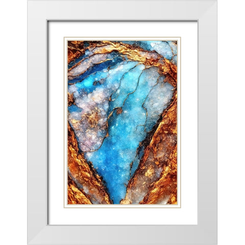 Aqua Pegmatite White Modern Wood Framed Art Print with Double Matting by Dundon, Denise