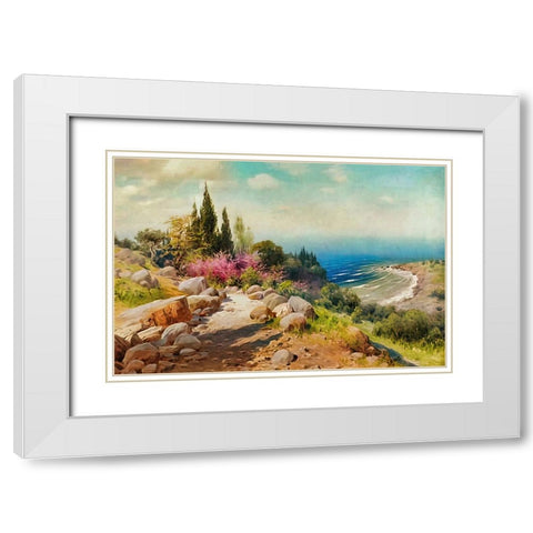 Walk to the Seashore White Modern Wood Framed Art Print with Double Matting by Dundon, Denise