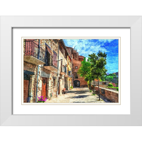 Village Street White Modern Wood Framed Art Print with Double Matting by Dundon, Denise