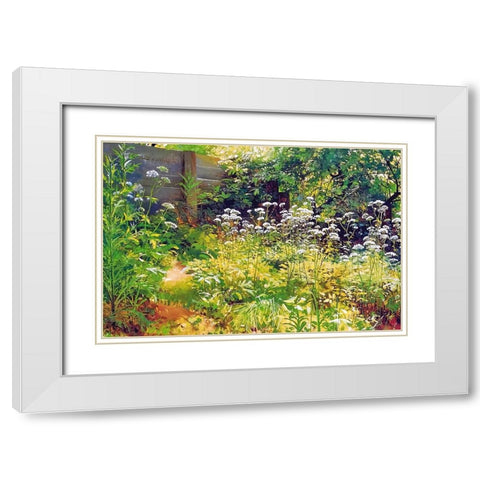 Garden Corner White Modern Wood Framed Art Print with Double Matting by Dundon, Denise