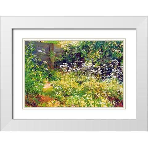 Garden Corner White Modern Wood Framed Art Print with Double Matting by Dundon, Denise