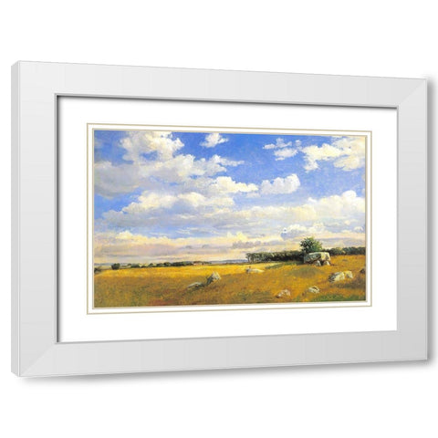 Meadow White Modern Wood Framed Art Print with Double Matting by Dundon, Denise