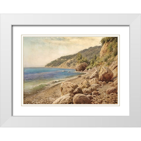 Sandstone Beach White Modern Wood Framed Art Print with Double Matting by Dundon, Denise