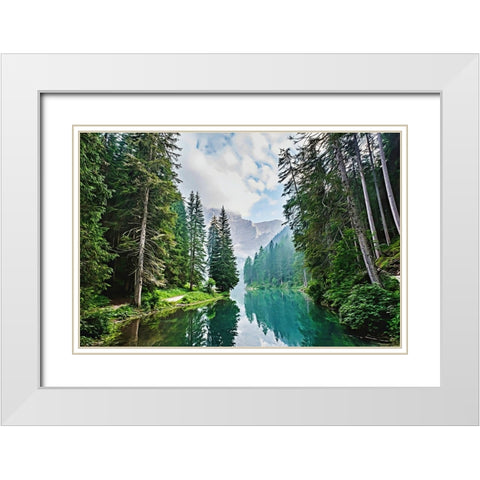 Quiet Mountain Lake White Modern Wood Framed Art Print with Double Matting by Dundon, Denise