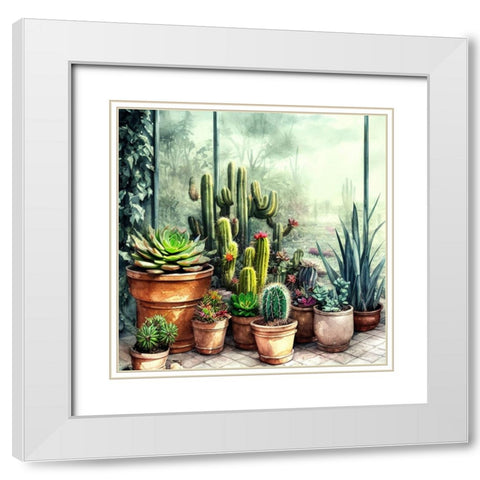 Cacti and Succulents XXI White Modern Wood Framed Art Print with Double Matting by Dundon, Denise