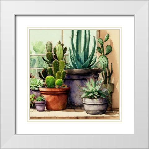 Cacti and Succulents XXIII White Modern Wood Framed Art Print with Double Matting by Dundon, Denise
