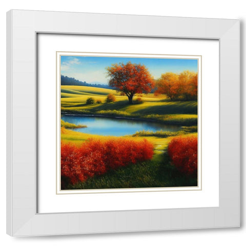 Ablaze with Colors White Modern Wood Framed Art Print with Double Matting by Dundon, Denise