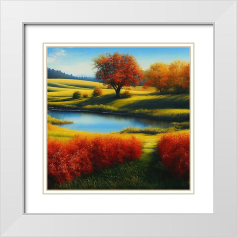 Ablaze with Colors White Modern Wood Framed Art Print with Double Matting by Dundon, Denise