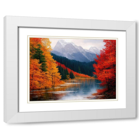 Autumn Vista I White Modern Wood Framed Art Print with Double Matting by Dundon, Denise