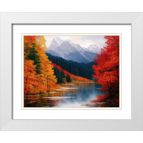 Autumn Vista I White Modern Wood Framed Art Print with Double Matting by Dundon, Denise