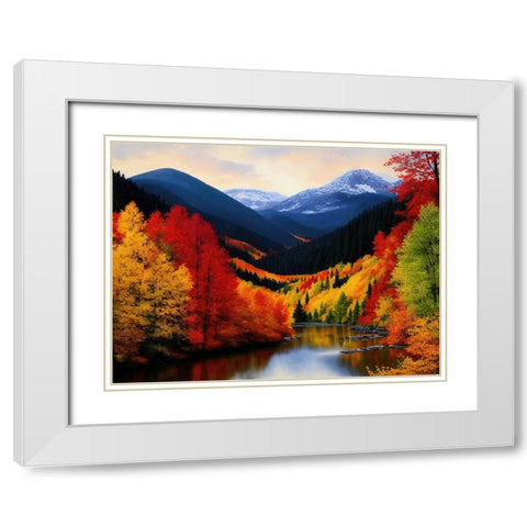 Autumn Vista II White Modern Wood Framed Art Print with Double Matting by Dundon, Denise