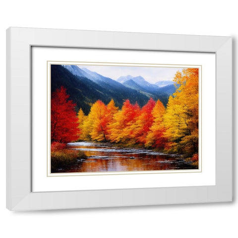 Autumn Vista IV White Modern Wood Framed Art Print with Double Matting by Dundon, Denise