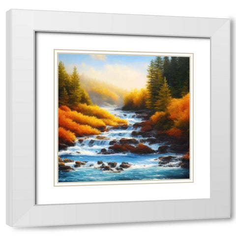 Riverside in Autumn White Modern Wood Framed Art Print with Double Matting by Dundon, Denise