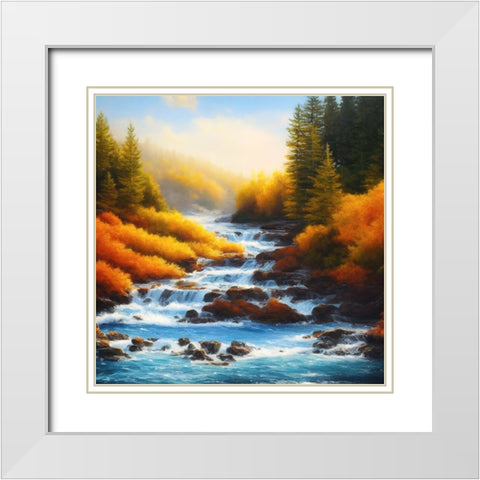 Riverside in Autumn White Modern Wood Framed Art Print with Double Matting by Dundon, Denise