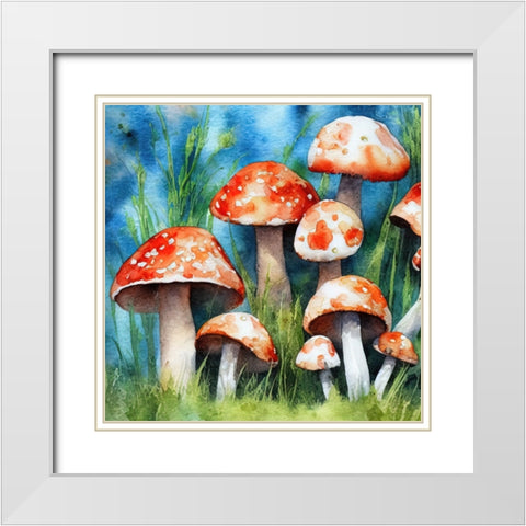 Mushrooms White Modern Wood Framed Art Print with Double Matting by Dundon, Denise
