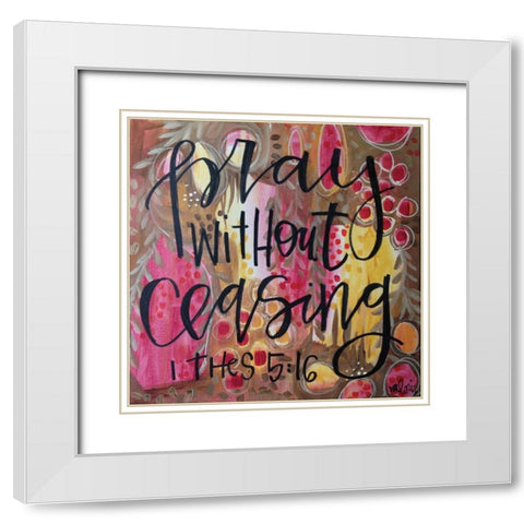 Pray White Modern Wood Framed Art Print with Double Matting by Wieners, Valerie