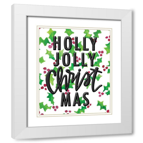 Holly Jolly White Modern Wood Framed Art Print with Double Matting by Wieners, Valerie
