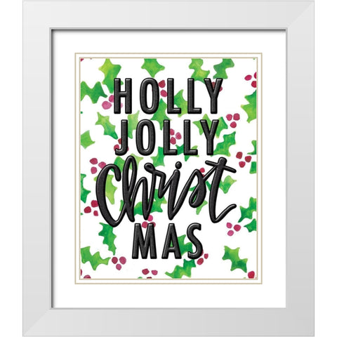 Holly Jolly White Modern Wood Framed Art Print with Double Matting by Wieners, Valerie