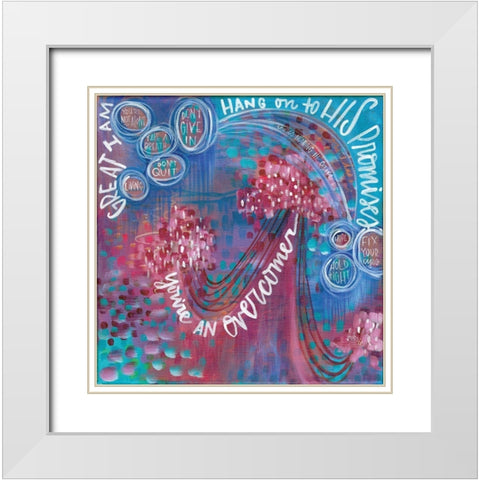 Hang on to His Promises White Modern Wood Framed Art Print with Double Matting by Wieners, Valerie