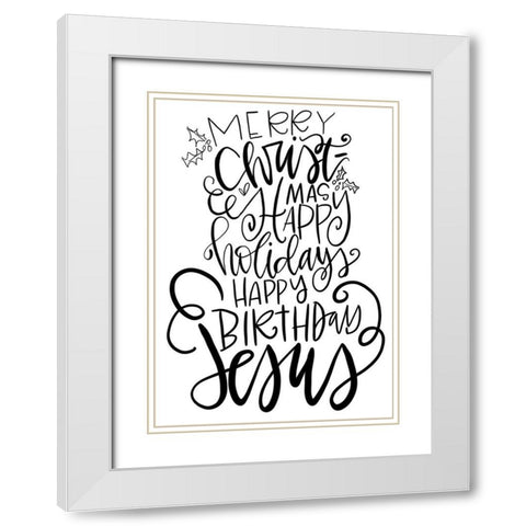 Merry Christmas White Modern Wood Framed Art Print with Double Matting by Wieners, Valerie
