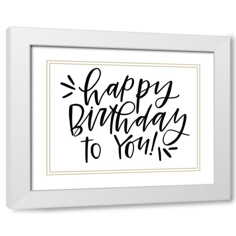 Happy Birthday White Modern Wood Framed Art Print with Double Matting by Wieners, Valerie
