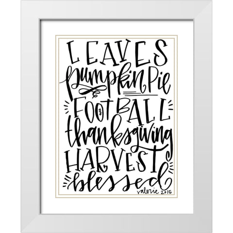Fall Leaves Football White Modern Wood Framed Art Print with Double Matting by Wieners, Valerie