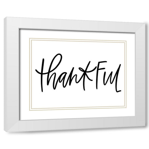 Thankful White Modern Wood Framed Art Print with Double Matting by Wieners, Valerie