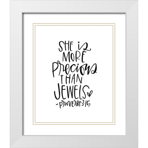 More Precious Than Jewels White Modern Wood Framed Art Print with Double Matting by Wieners, Valerie