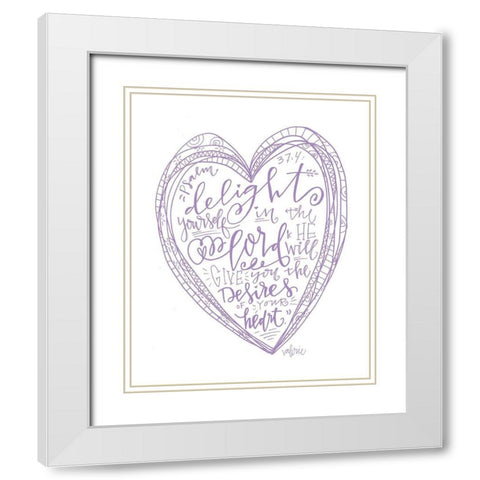 Delight Heart White Modern Wood Framed Art Print with Double Matting by Wieners, Valerie