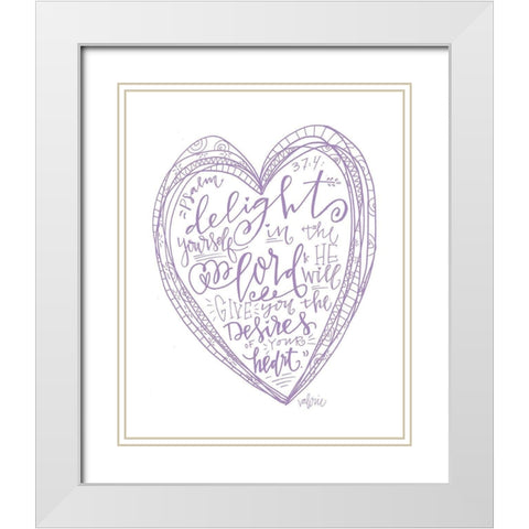 Delight Heart White Modern Wood Framed Art Print with Double Matting by Wieners, Valerie