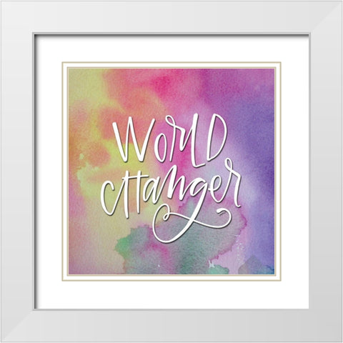 World Changer Watercolor White Modern Wood Framed Art Print with Double Matting by Wieners, Valerie