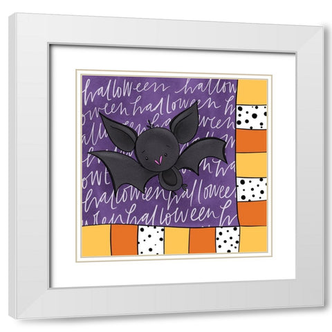 Halloween Bat White Modern Wood Framed Art Print with Double Matting by Wieners, Valerie