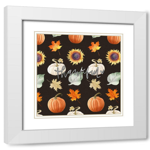 Thankful Pumpkins White Modern Wood Framed Art Print with Double Matting by Wieners, Valerie