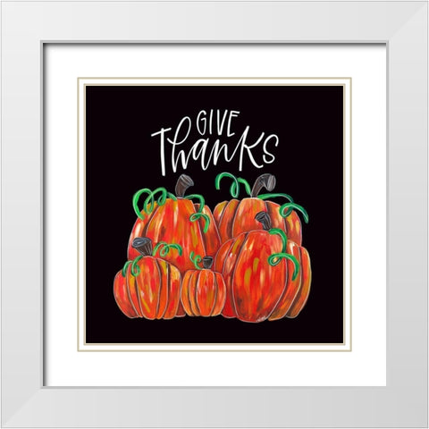 Give Thanks White Modern Wood Framed Art Print with Double Matting by Wieners, Valerie