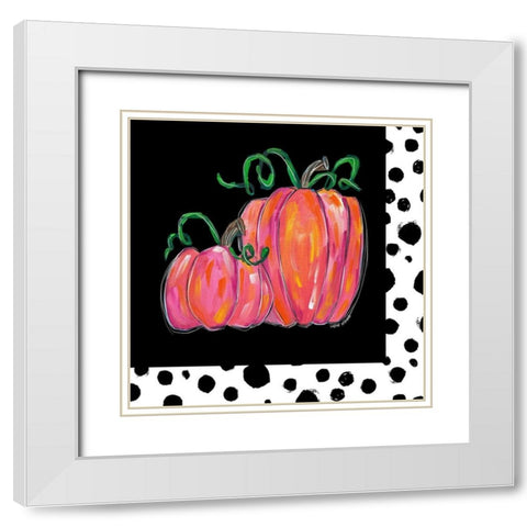 Pumpkin Spots White Modern Wood Framed Art Print with Double Matting by Wieners, Valerie