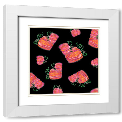Pumpkin Repeat White Modern Wood Framed Art Print with Double Matting by Wieners, Valerie