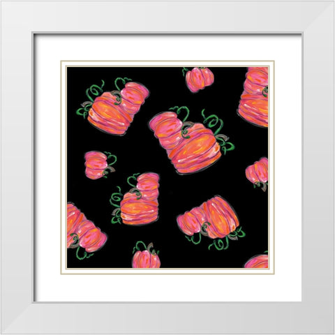 Pumpkin Repeat White Modern Wood Framed Art Print with Double Matting by Wieners, Valerie