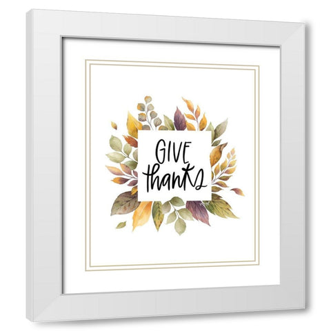 Give Thanks White Modern Wood Framed Art Print with Double Matting by Wieners, Valerie