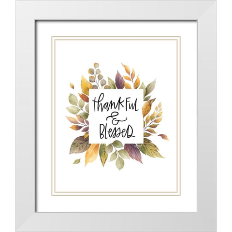 Thankful and Blessed White Modern Wood Framed Art Print with Double Matting by Wieners, Valerie