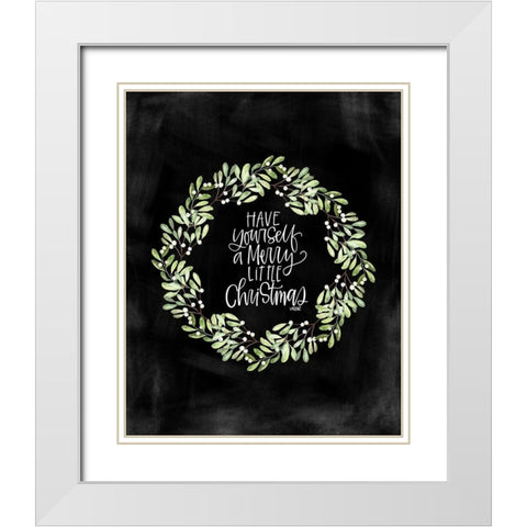 Merry Christmas White Modern Wood Framed Art Print with Double Matting by Wieners, Valerie
