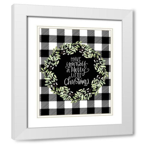 Merry Christmas White Modern Wood Framed Art Print with Double Matting by Wieners, Valerie
